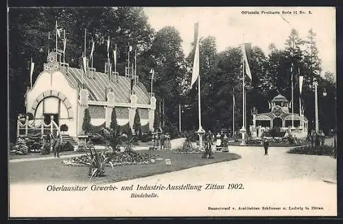 AK Zittau, Oberlausitzer Gewerbe- u. Industrie-Ausstellung 1902, Bindehalle