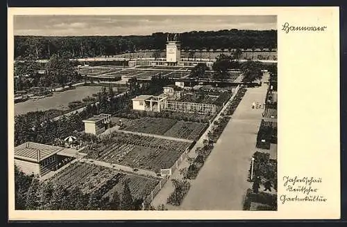 AK Hannover, Jahresschau Deutscher Gartenkultur 1933, Blick auf die Kleingärten