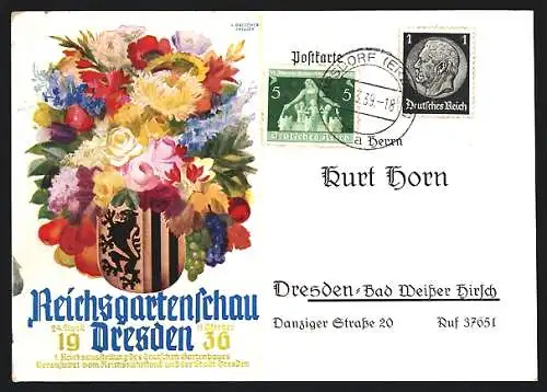 AK Dresden, Reichsgartenschau 1936, Ein Blumenbouquet