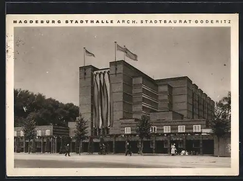 AK Magdeburg, Stadthalle, Arch. Stadtbaurat Goderitz