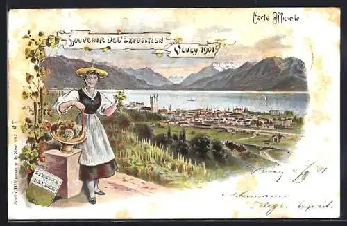 Künstler-AK Vevey, Exposition 1901, Panorama