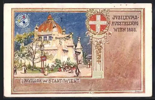 Künstler-AK Wien, Jubiläums-Ausstellung 1898, Pavillon der Stadt Wien