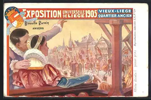 Künstler-AK Liège, Exposition universelle 1905, Quartie ancien