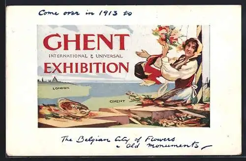 Künstler-AK Gent, International & Universal Exhibition 1913