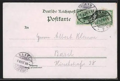 Lithographie Berlin, Gewerbe-Ausstellung 1896, Haupt-Ausstellungsgebäude, Der Arbeitsausschuss