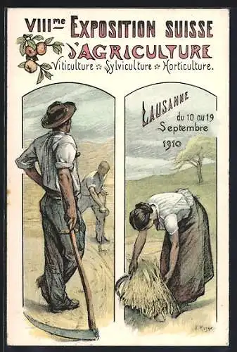 AK Lausanne, XIIIme Exposition Suisse Jagriculture 1910, Bauern bei der Arbeit