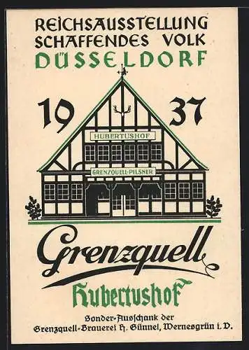 AK Düsseldorf, Reichs-Ausstellung Schaffendes Volk, 1937, Grenzquell-Hubertushof