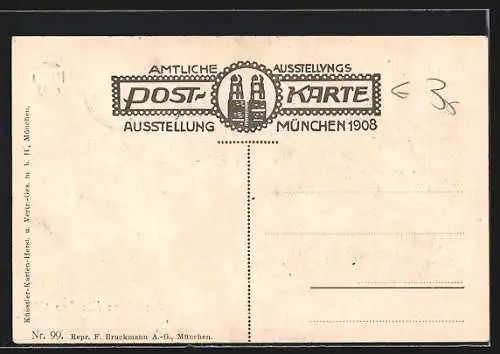 AK München, Ausstellung 1908, Hof der Nahrungsmittel-Abteilung, Frühstücksstube, Terrasse