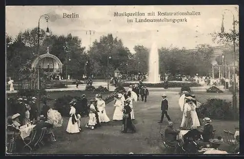 AK Berlin-Tiergarten, Musikpavillon mit Restaurant im Landesausstellungspark