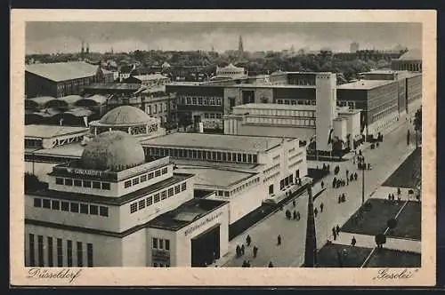 AK Düsseldorf, Ausstellung Gesolei, Messegelände aus der Vogelschau