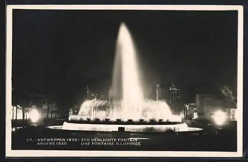 AK Anvers, Exposition Internationale 1930, Une Fontaine illuminée