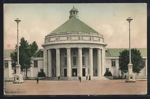 AK Dresden, Internat. Hygiene-Ausstellung 1911, Festplatz mit populärer Halle Der Mensch