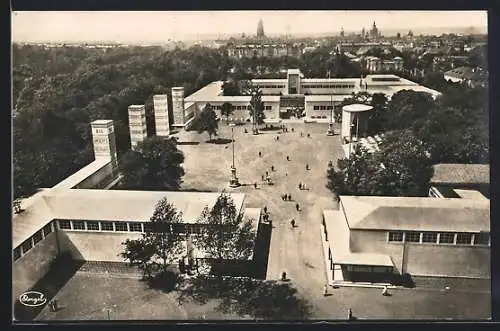 AK Dresden, Jahresschau Deutscher Arbeit 1927, Festplatz vom sprechenden Turm gesehen