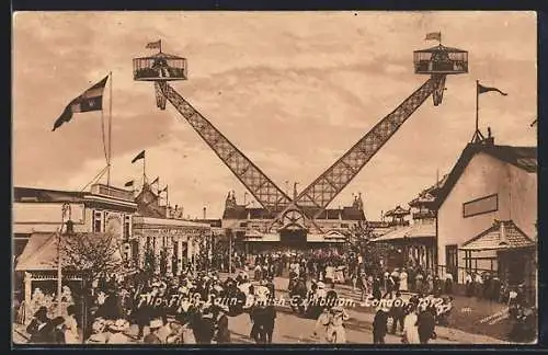 AK London, Flip-Flop-Latin-British Exhibition 1912, Fahrgeschäft