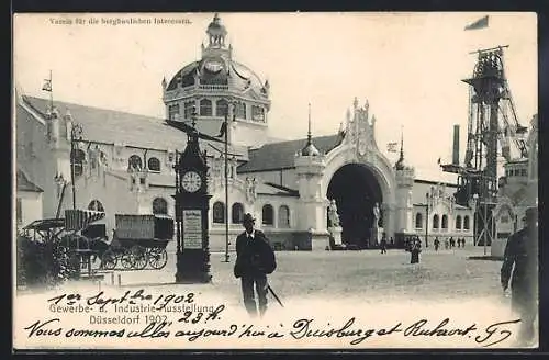 AK Düsseldorf, Gewerbe- u. Industrie-Ausstellung 1902 mit Wettersäule