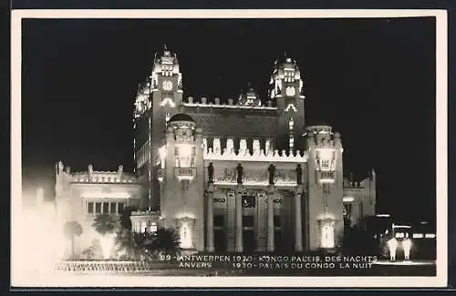 AK Antwerpen, Wereldtentoonstelling 1930, Kongo Paleis des Nachts