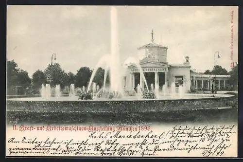 AK München, Kraft- und Arbeitsmaschinen-Ausstellung 1898, Restaurant