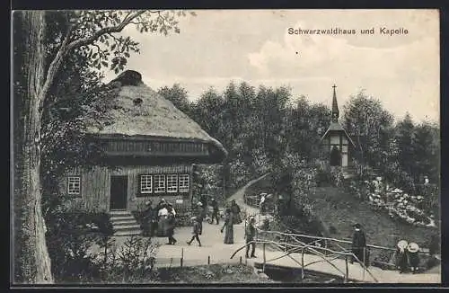 AK Mannheim, Jubiläums-Ausstellung 1907, Schwarzwaldhaus und Kapelle