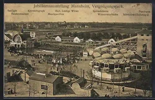 AK Mannheim, Jubiläumsausstellung 1907, Vergnügungspark mit Wasserrutschbahn