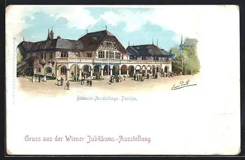 Künstler-AK Wien, Jubiläums-Ausstellung, Bäckerei-Ausstellungs-Pavillon