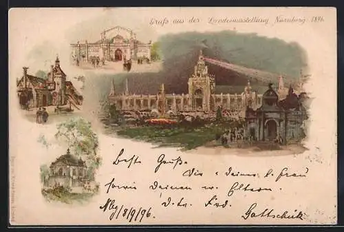 Lithographie Nürnberg, Landesausstellung 1896, Ausstellungsgebäude