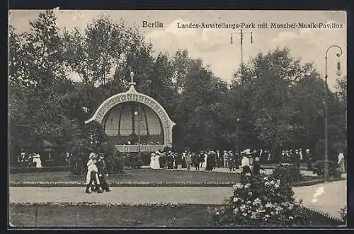 AK Berlin, Landes-Ausstellungs-Park mit Muschel-Musik-Pavillon