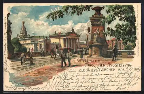 Künstler-AK Fritz Bergen: München, Maschinen-Ausstellung 1898