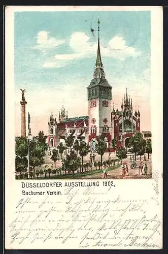 Lithographie Düsseldorf, Ausstellung 1902, Gebäudeansicht