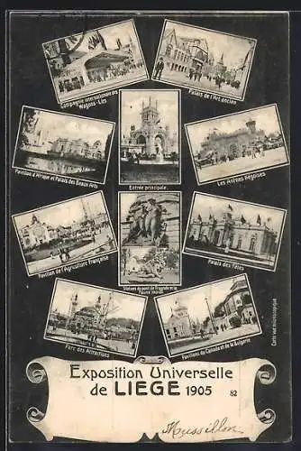 AK Liege, Exposition Universelle 1905, Entrée principale, Palais des Fêtes, Parc des Attractions