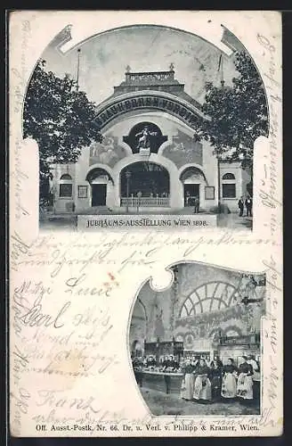 AK Wien, Jubiläums-Ausstellung 1898, Ausstellungshalle, Innenansicht