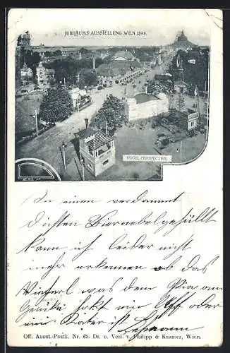 AK Wien, Jubiläums-Ausstellung 1898, Ortspartie aus der Vogelschau