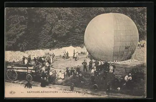 AK Sapeurs-Aérostiers, Campement d`un ballon