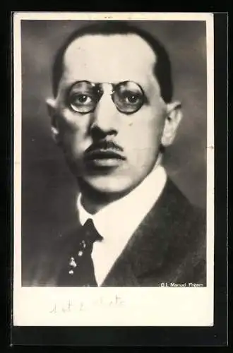 AK Komponist Igor Strawinsky mit Brille