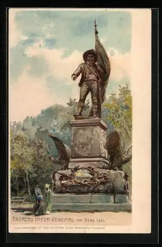 Künstler-Lithographie Edward Theodore Compton: Innsbruck, Andreas Hofer-Denkmal am Berg Isel