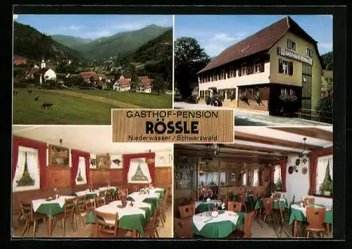 AK Niederwasser /Schwarzwald, Gasthof-Pension Rössle der Fam. Kammerer, mit Innenansichten