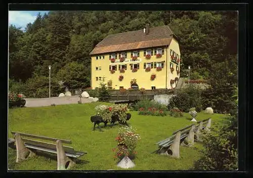 AK Hornberg-Niederwasser / Schwarzwaldbahn, Gasthof-Pension Rössle der Fam. Kammerer