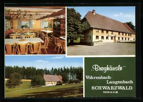 AK Vöhrenbach-Langenbach /Schwarzwald, Gasthaus Breghäusle, Innenansicht, Ortspartie