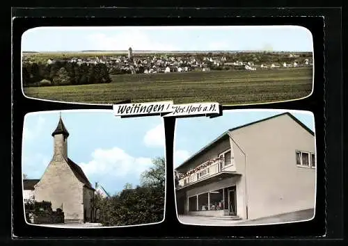 AK Weitingen /Horb a. N., Die Kirche, Gemischtwaren Carl Beckert, Gesamtansicht