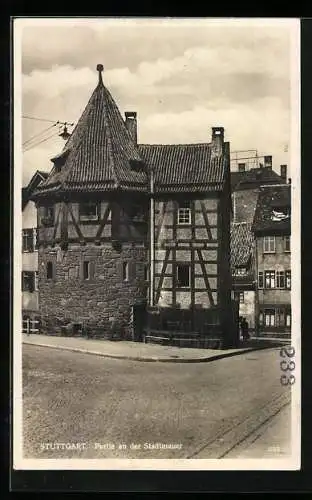 AK Stuttgart, Partie an der Stadtmauer