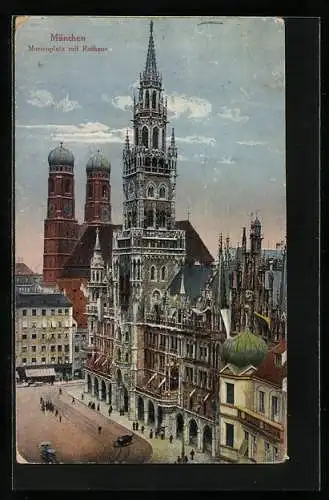 AK München, Marienplatz mit Rathaus