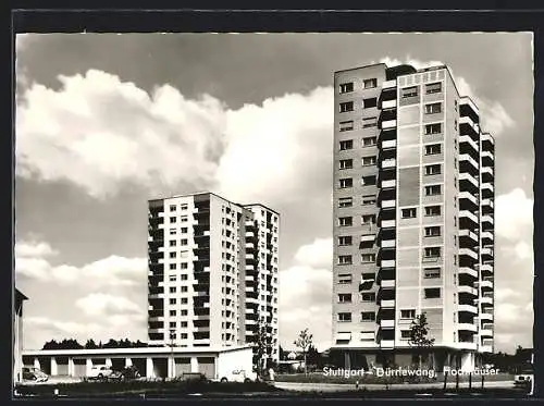 AK Stuttgart-Dürrlewang, Blick auf drei Hochhäuser