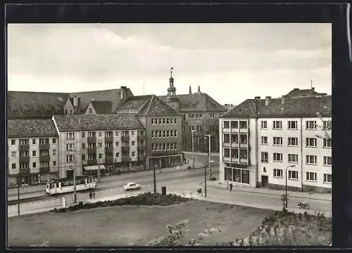 AK Nordhausen, Rautenstrasse mit Strassenbahn