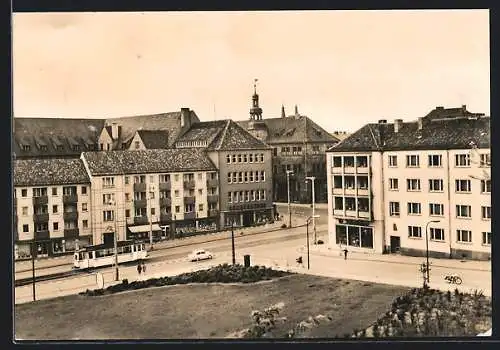 AK Nordhausen, Rautenstrasse mit Strassenbahn