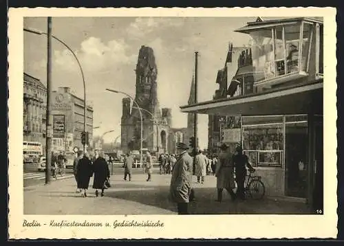 AK Berlin-Charlottenburg, Kurfürstendamm, Blick zur Gedächtniskirche