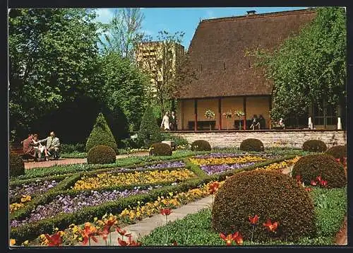 AK Berlin, Englischer Garten mit blühenden Blumen