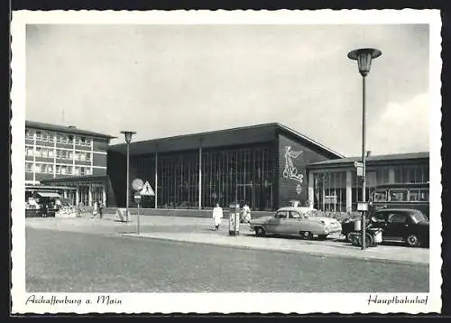 AK Aschaffenburg / Main, Blick zum Hauptbahnhof