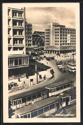 AK Berlin, Strassenbahnen auf dem Alexanderplatz