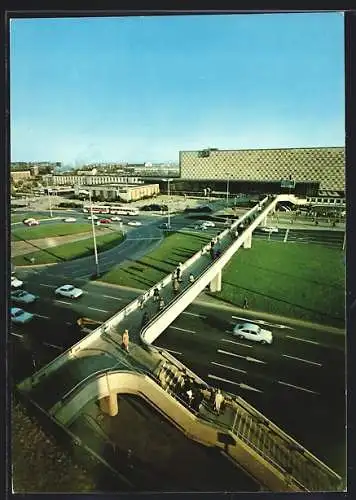 AK Braunschweig, Hauptbahnhof mit Fussgängerbrücke