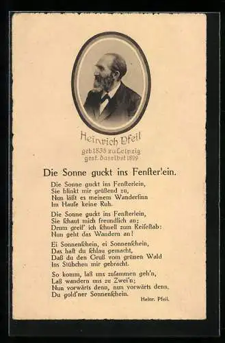 AK Gedicht und Portrait von Heinrich Pfeil