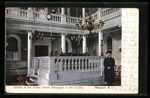 AK Newport, RI, Interior of the Oldest Jewish Synagogue in the Country